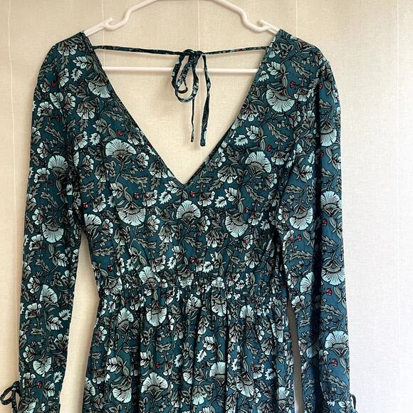 Band of the Free NWT Faux Wrap Maxi Dress Hi-Lo Teal boho - Picture 4 of 6